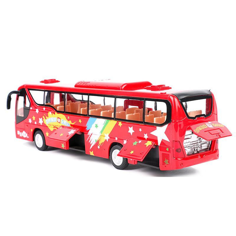 五开合金大巴车模型仿真巴士公交车公共汽车声光回力儿童玩具蓝色拍下
