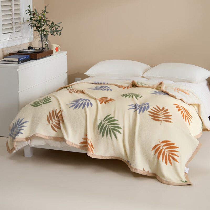 恒源祥 抗菌A类绒毯(叶韵) 180*200cm高清大图