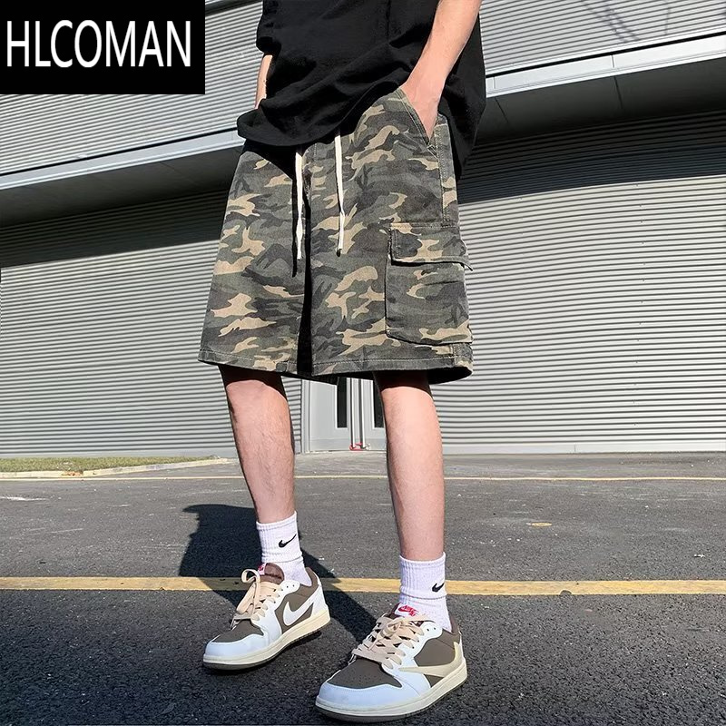 HLCOMAN工装短裤ins痞帅休闲男裤美式高街宽松牛仔五分裤