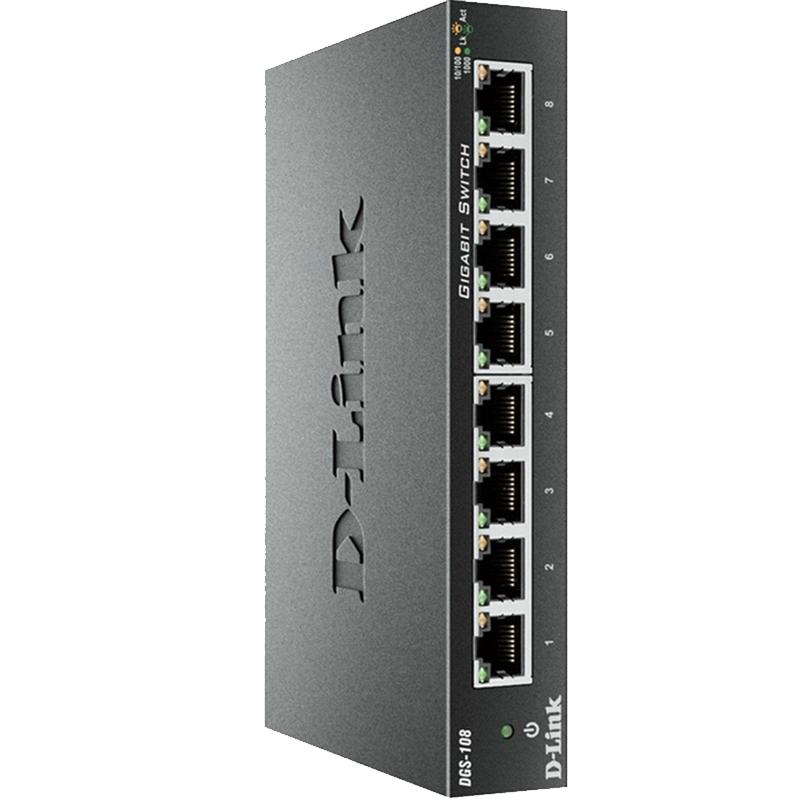 友讯网络(D-LINK)DGS-108 8口千兆铁壳交换机 监控交换机 金属外壳
