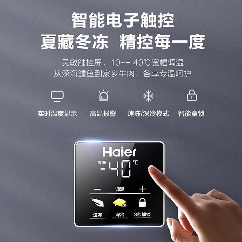 海尔冰柜家用卧式一级能效冷藏冷冻-40度低温小冷柜BC/BD-100GHEPG