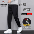 啄木鸟男款刺绣裤子男春秋季加绒加厚长裤直筒休闲运动薄款卫裤裤