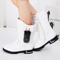 女童靴子儿童雪地靴2020冬季新品学生高筒靴中大童鞋加绒保暖童鞋 179白色 27