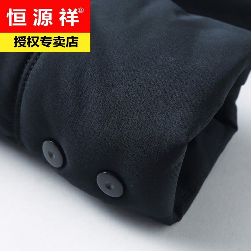 恒源祥加厚棉服男中年男士商务休闲棉衣爸爸装立领纯色春秋男外套图片