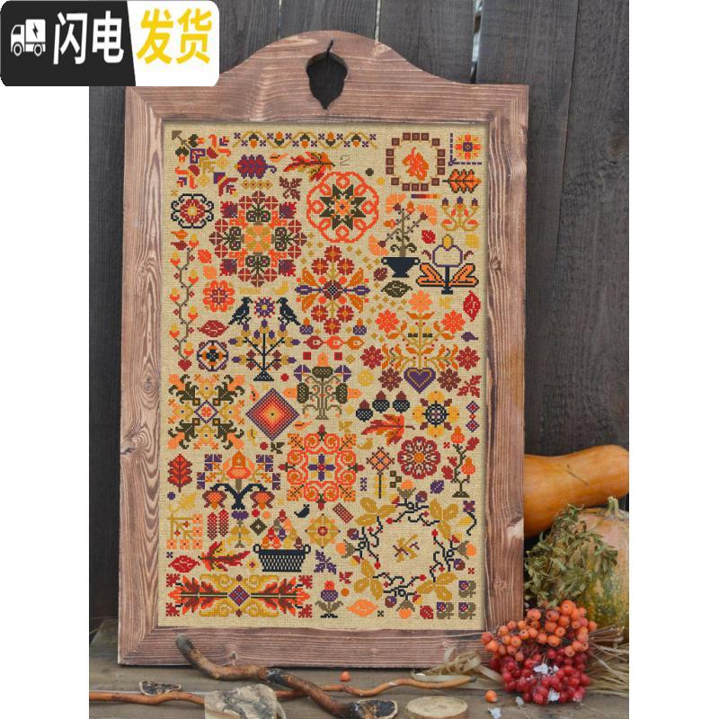 三维工匠DMC十字绣客厅新款 秋之语 白布 粉布 亚麻色布 印花 11CT3股绣亚麻色棉布印花款高清大图