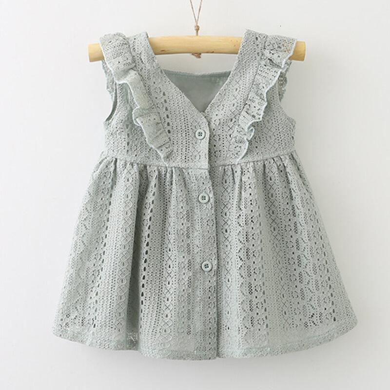 儿童2018童装夏款女童宝宝公主裙蕾丝荷叶边婴儿礼服裙