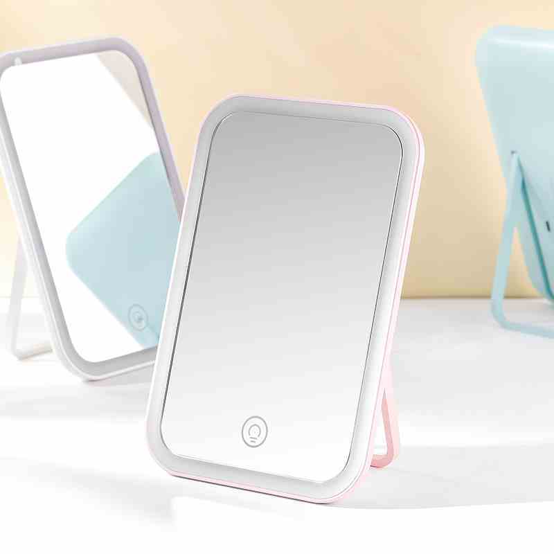 名创优品(miniso) LED化妆镜子简约桌面台式补光梳妆带灯美妆补妆镜
