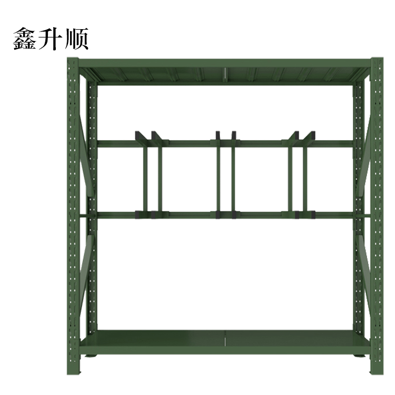 鑫升顺消防铁锹镐农具摆放架安保装备器材存放架军绿色拆装盾牌货架锹镐架2000*600*2000[工厂现做 7天内发货]高清大图