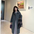 伊迪卡双面羊毛大衣长款娃娃领时尚气质百搭高贵韩系慵懒秋冬新款 M 银河灰