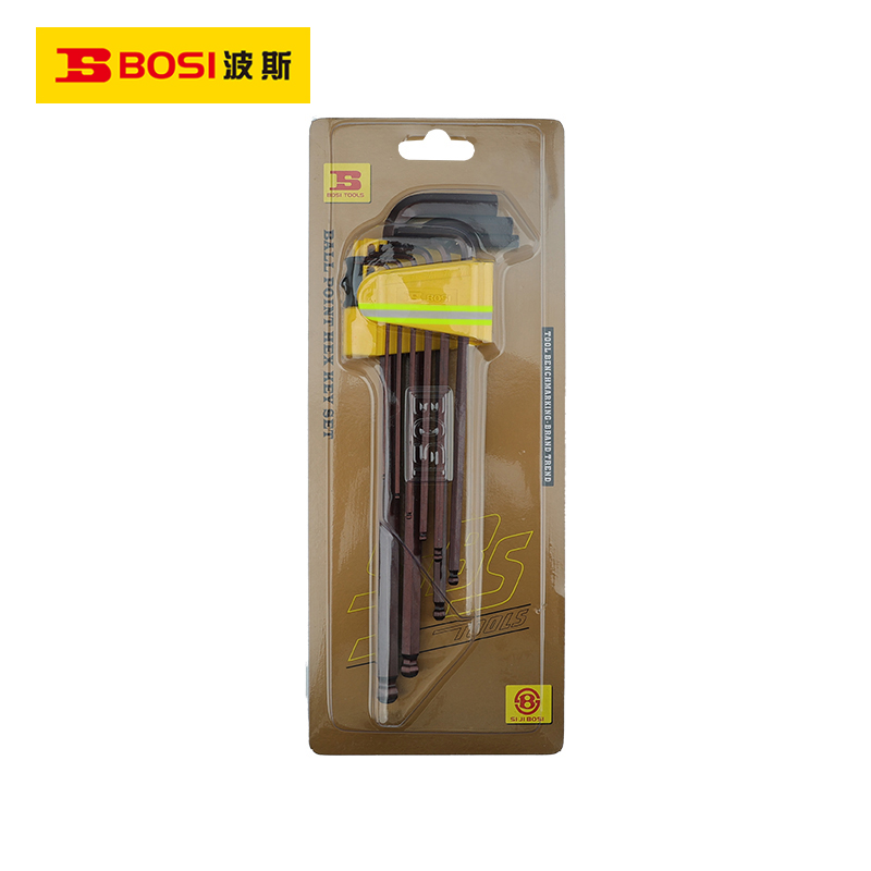 波斯（BOSI） 荧光系列九件套特长球头内六角扳手 英制 套