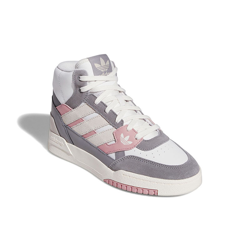 adidas originals Drop Step SE 潮流休闲 防滑耐磨 高帮 板鞋 女款 白灰粉 HR1420