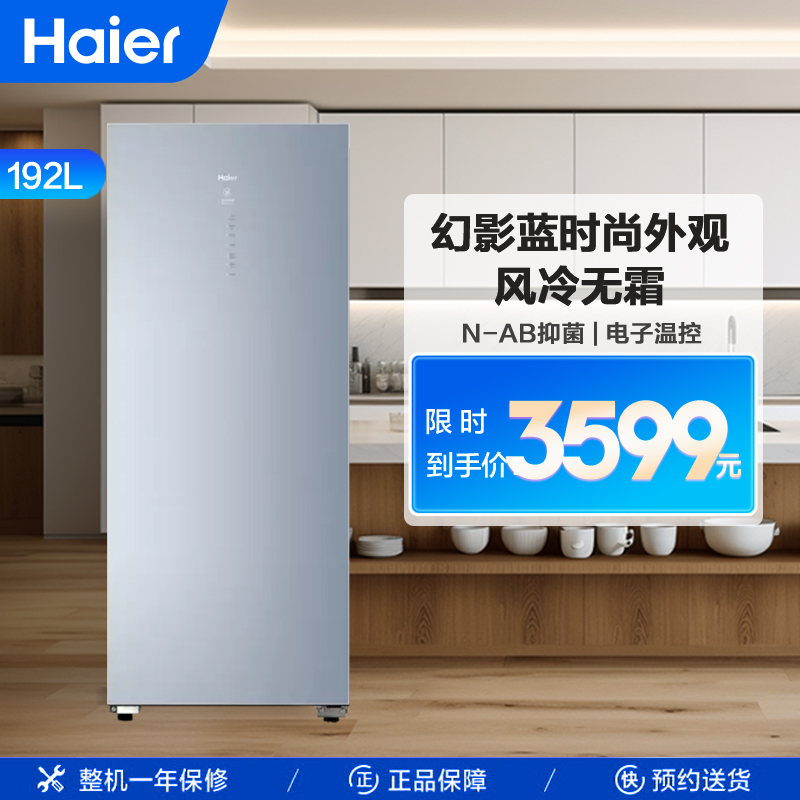 海尔(Haier)192升家用立式冰柜冷柜冷藏冷冻柜小冰箱 风冷无霜 多层独立分区 立式分储占地小 BD-192WEGL高清大图