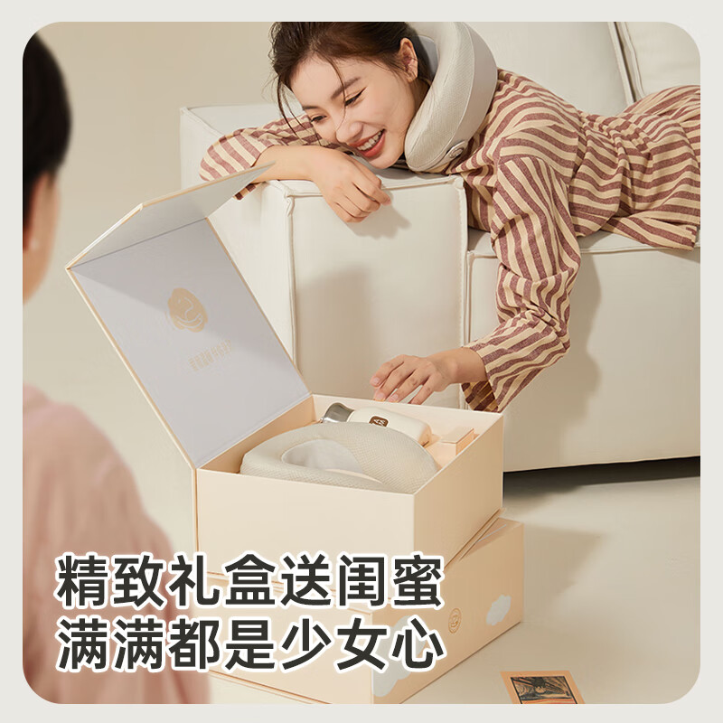 小熊(Bear)颈椎按摩器 颈部按摩仪 热敷便携按摩枕 精美礼盒包装AMQ-F03C5-P02高清大图