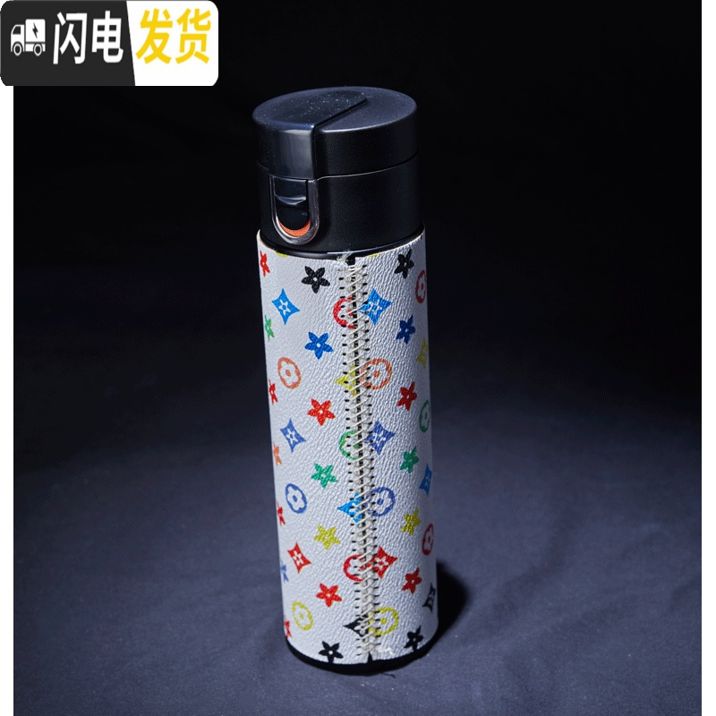 三维工匠私人订制 贴皮保温杯学生简约水杯瓶男女便携创意个性潮流大容量 乳白色白底彩图高清大图