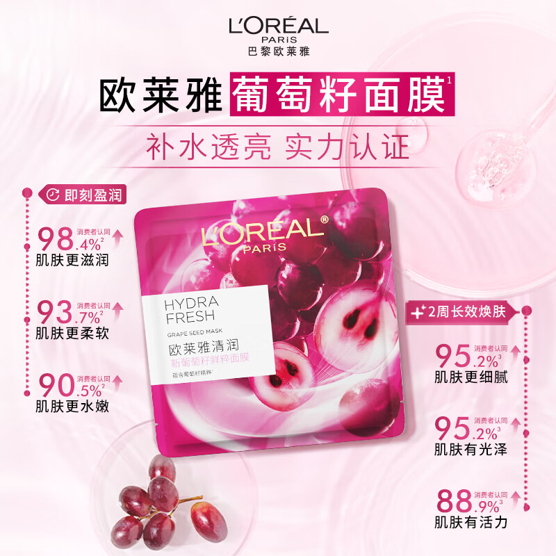 欧莱雅保湿滋养面膜15片温和无刺激提亮肤色SensitiveSkin友好高清大图