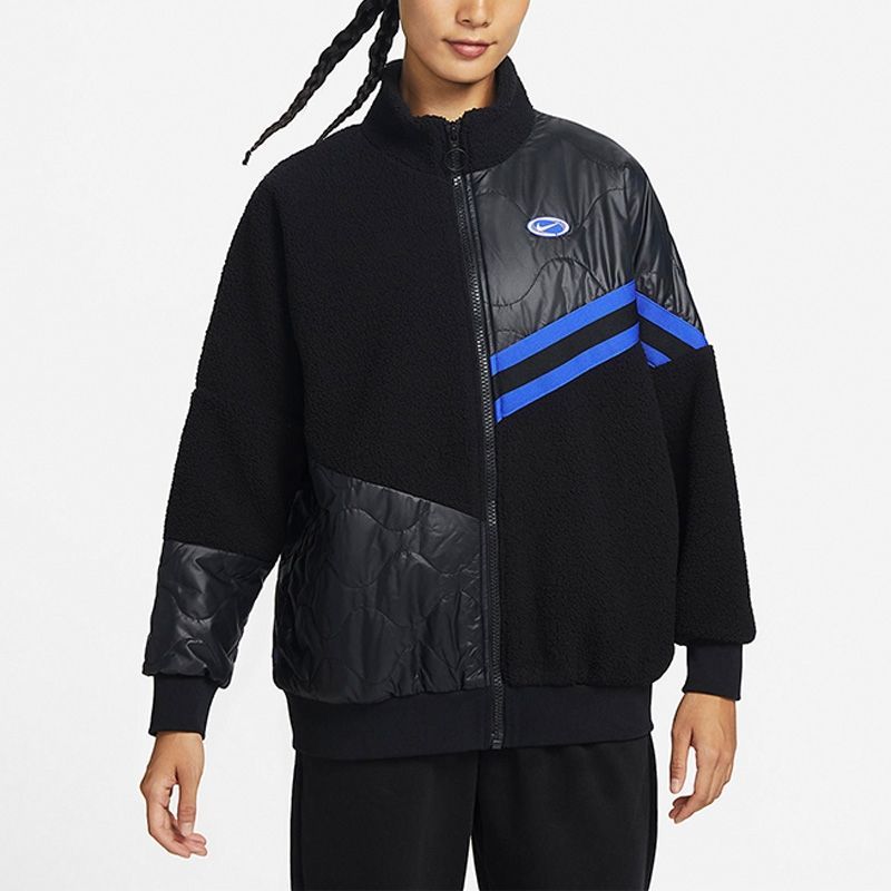 Nike/耐克外套运动休闲羊羔绒拼接保暖立领女装夹克FB1821-010 Z