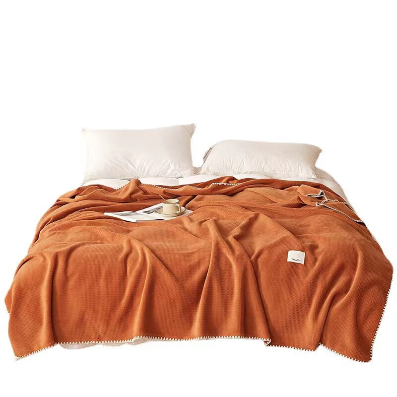 优福安达纯色华夫绒盖毯 MT20230006 条高清大图