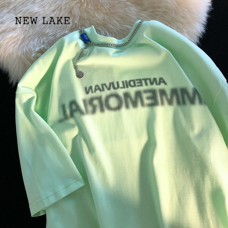 newlake薄荷绿短袖t恤女夏季美式复古jew4room潮牌oversize欧美高街