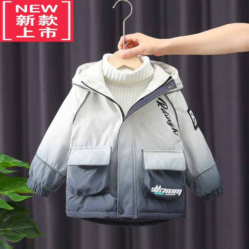 可莉允男童外套秋冬装派克服2022新款儿童加绒加厚洋气棉服宝宝初冬棉衣