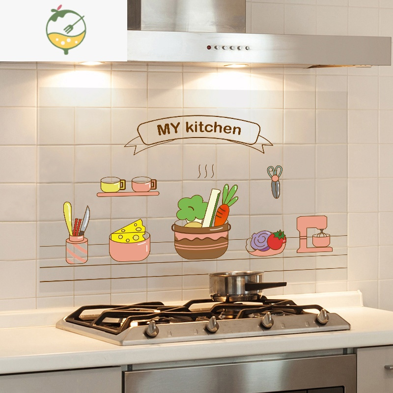 yicheng厨房油烟贴纸防水防油贴纸油烟机灶台墙面自粘装饰墙纸墙贴有