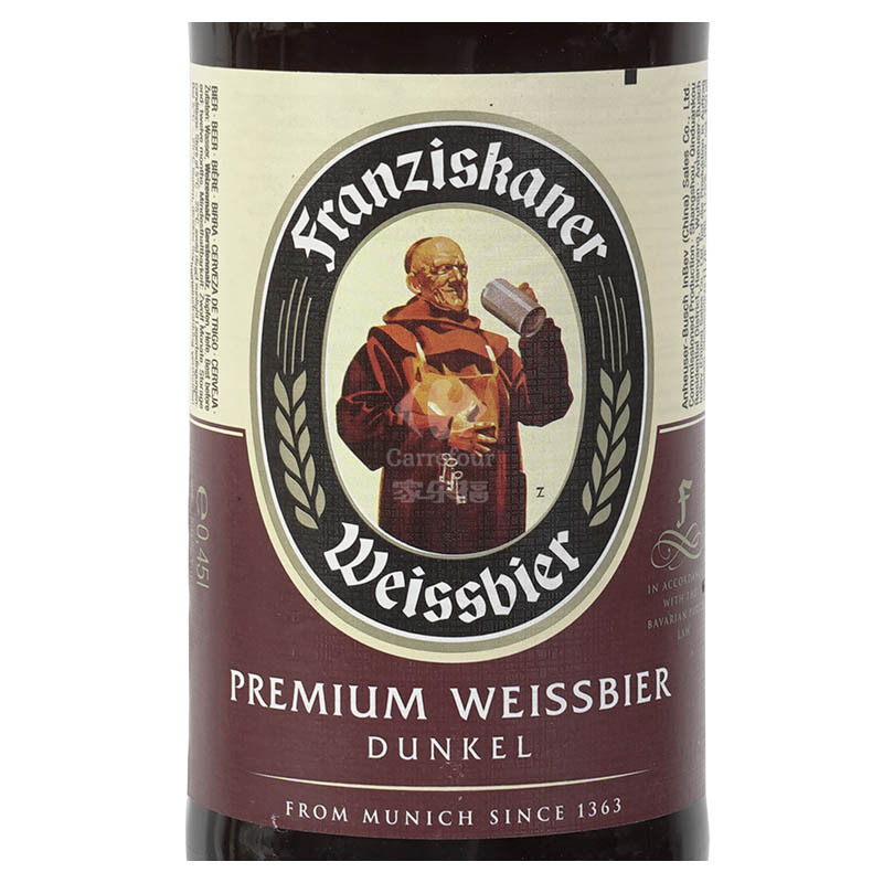 德国进口啤酒franziskaner范佳乐教士小麦啤酒450ml