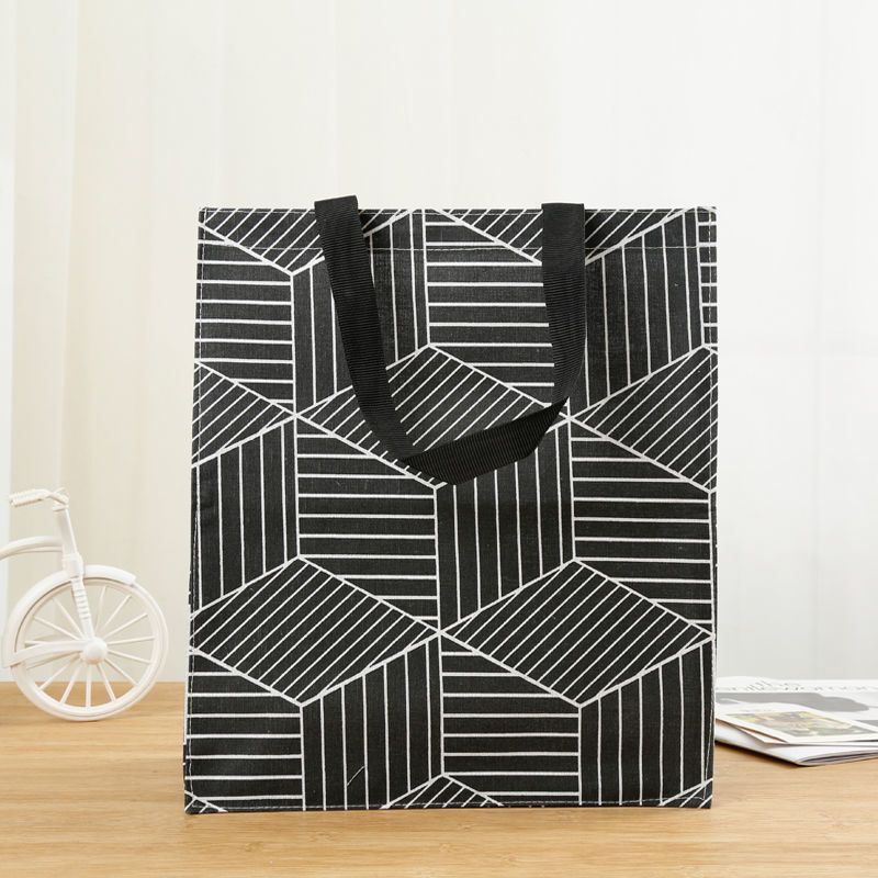 帆布袋女便携购物袋学生手提书袋饭盒袋折叠防水简致袋子小号好看的花