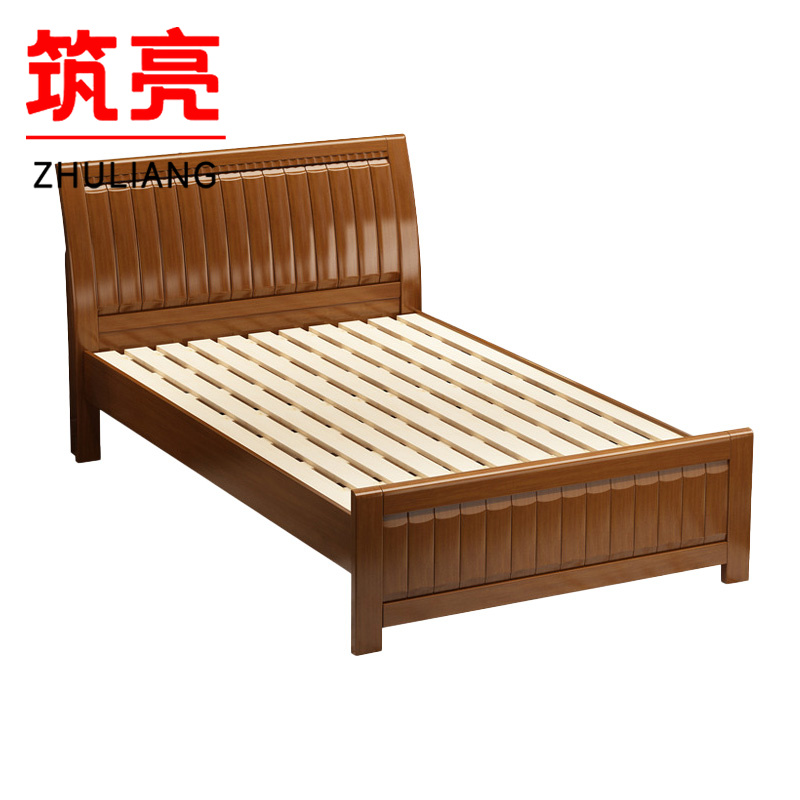 筑亮 实木床 1.2m胡桃色 张高清大图