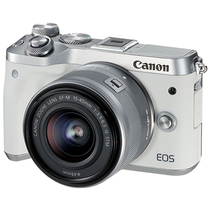 佳能canoneosm6白efm1545mm套机全像素双核对焦小巧轻便内置wifi视频