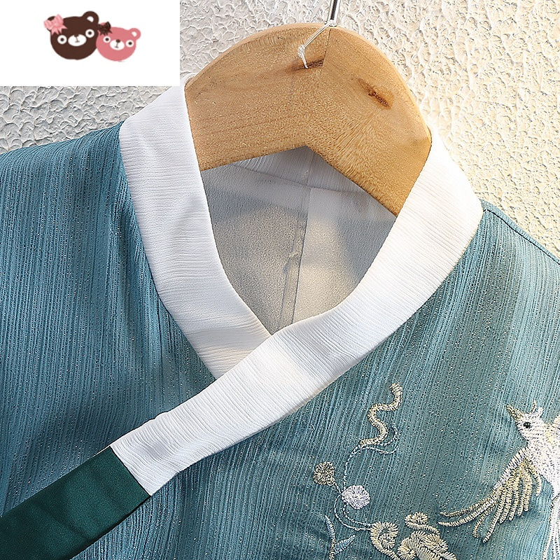 绿彩虹光汉服男童夏装短袖薄款超仙飘逸宝宝古装复古衣服六一儿童节演出服