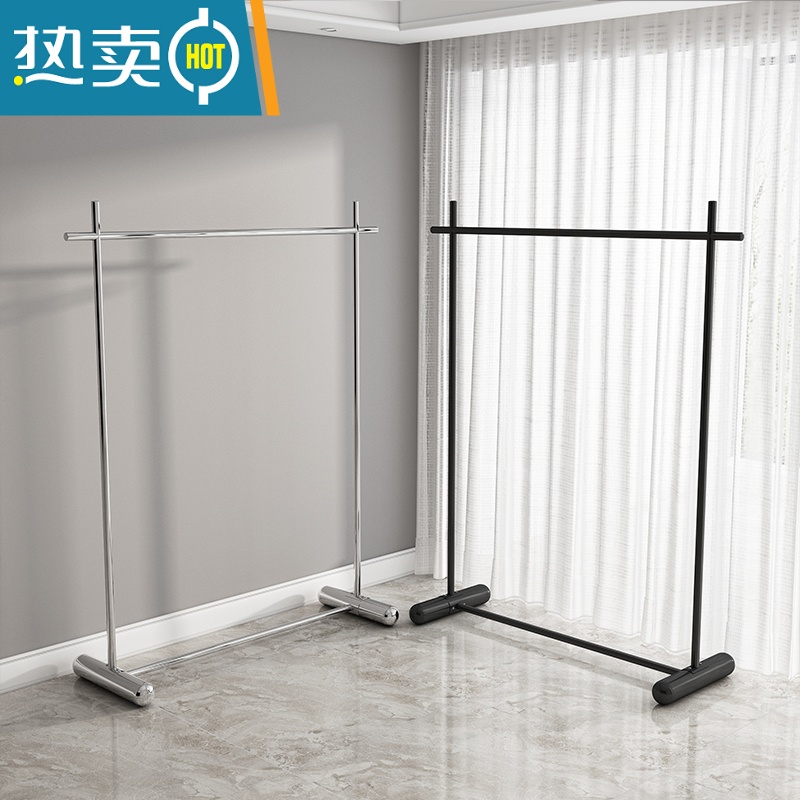 敬平加粗挂衣架卧室落地折叠晾衣架家用晒衣阳台衣帽衣服架子简易单杆 [低调奢华]琥珀金100cm 大高清大图