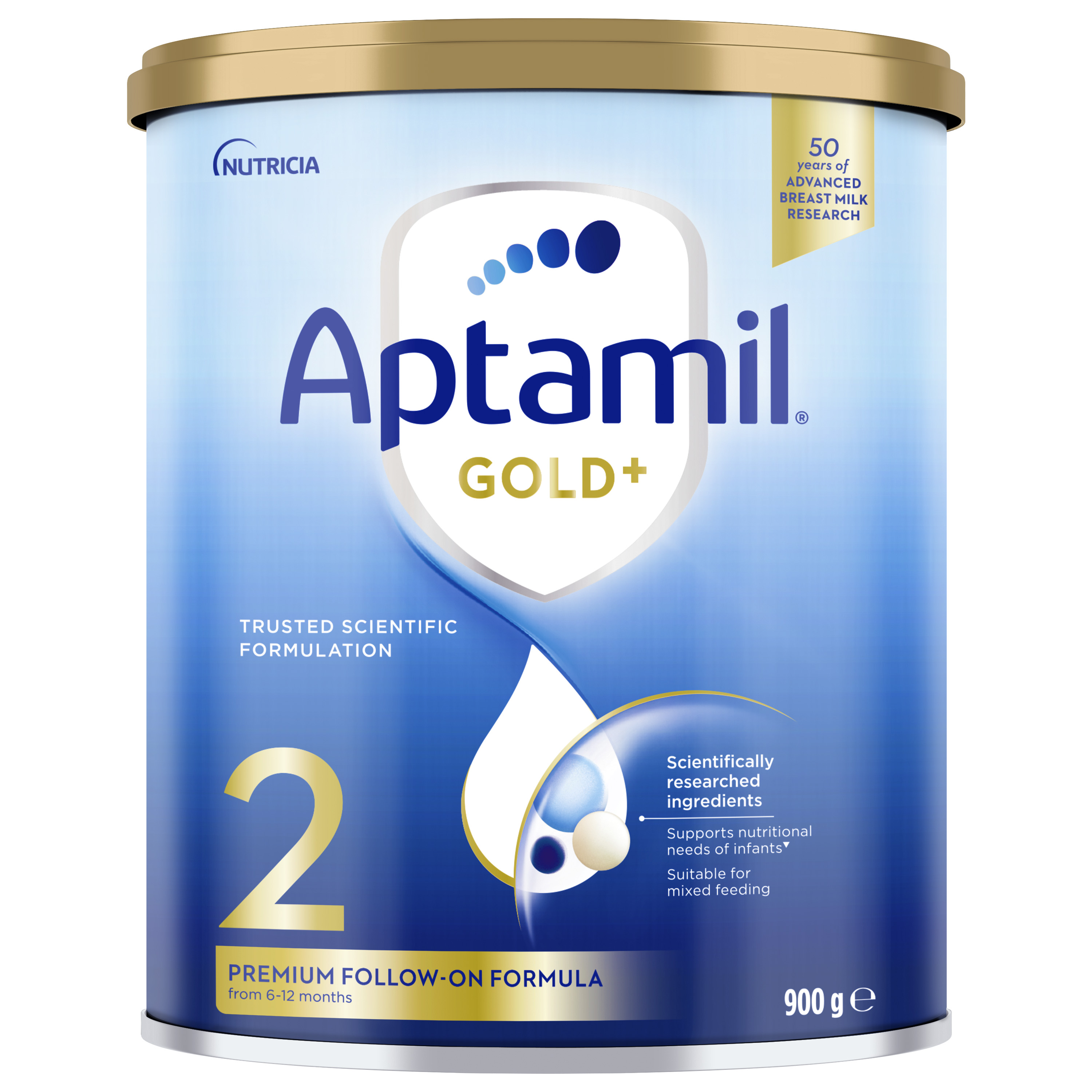 爱他美(Aptamil)金装澳洲版 较大婴儿配方奶粉 2段(6-12月) 900g 澳爱金装 新西兰原装进口