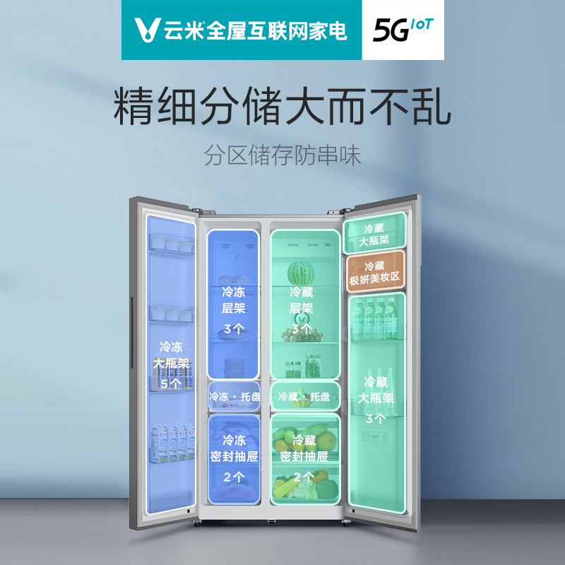 VIOMI/云米 640升双门双开门对开门智能互联风冷无霜家用变频冰箱一级能效 BCD-640WMSAD02A