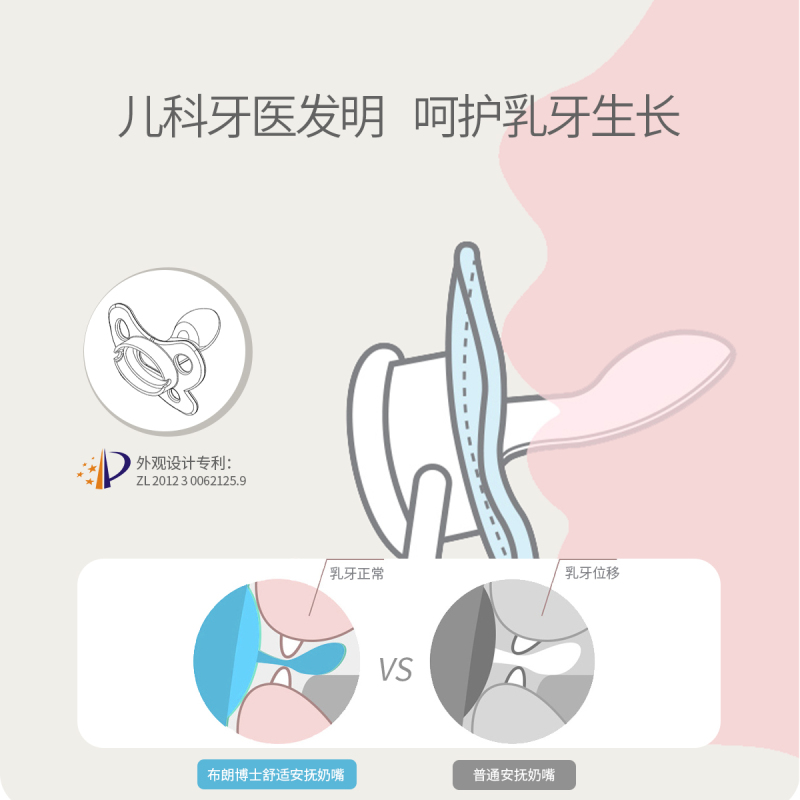 [原装进口]布朗博士 夜光舒睡安抚奶嘴 粉色 0-6个月