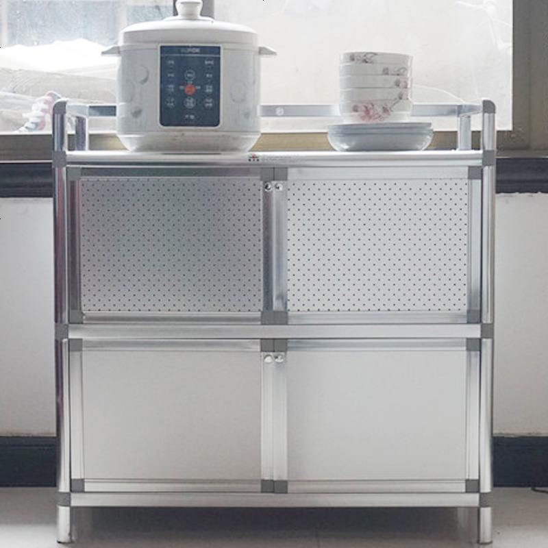 加厚组装铝合金碗柜储物柜餐边柜灶台茶水柜不锈钢厨房阳台柜