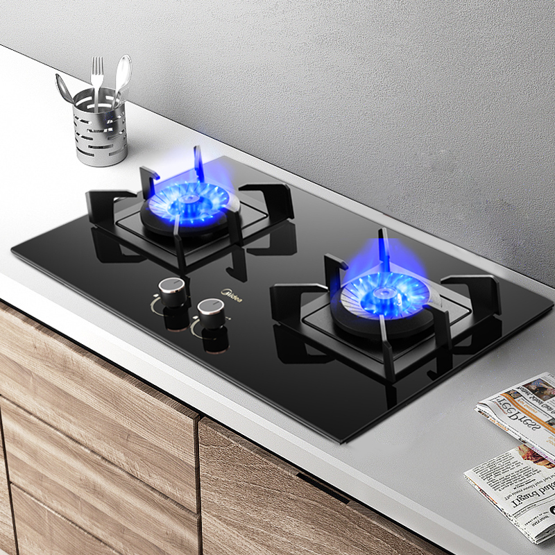 美的midea燃气灶家用50kw大火力不锈钢面板台嵌两用双灶厨神灶50kw大