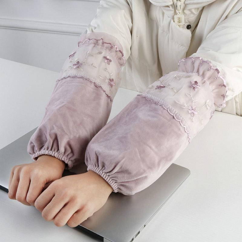 蕾丝韩版女士袖套长款成人办公工作护袖女孩大学生套袖手臂腕套