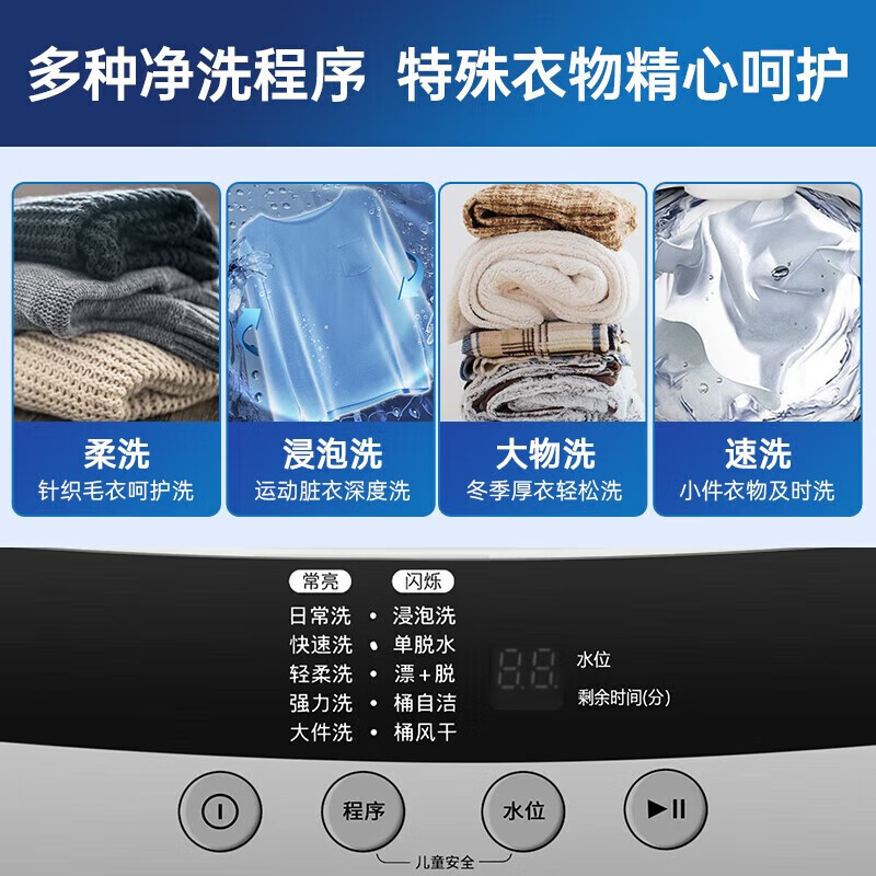 松下全自动波轮洗衣机XQB80-K3F1 8kg大容量一级能效LED屏不锈钢内桶设计独立式顶开三口之家理想选择高清大图
