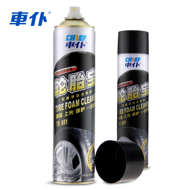 車仆(CHIEF)汽车轮胎蜡轮胎宝600ml光亮剂养护去污上光清洁去污增黑光亮泡沫护理清洁清洗剂用品所有车系通用轮胎宝高清大图