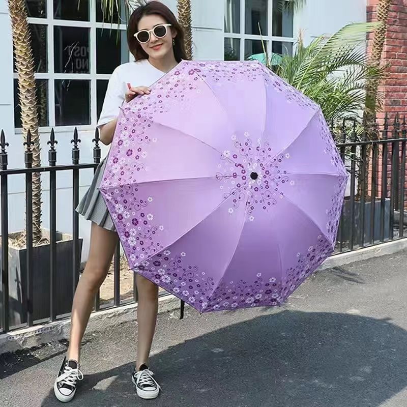 雨伞黑胶伞晴雨两用十骨太阳伞加大双人遮阳折叠防紫外线女高清大图