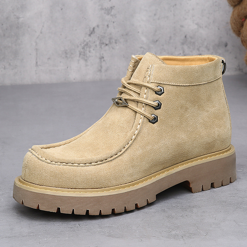 潮牌复古马丁靴男真皮骑士靴沙漠米奇大头机车靴厚底增高工装短靴_476837