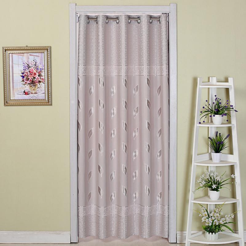 美帮汇帘隔断帘布艺家用卧室厨房试衣间布帘空调挡风遮光帘子免打孔 露秋-灰 (门内宽125-175cm用)门帘宽250*高210cm颗粒