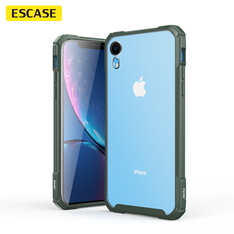 ESCASE 苹果xr手机壳iPhonexr保护套全包高档硅胶气囊防摔磨砂玻璃保护壳ES-SC-11暗夜绿