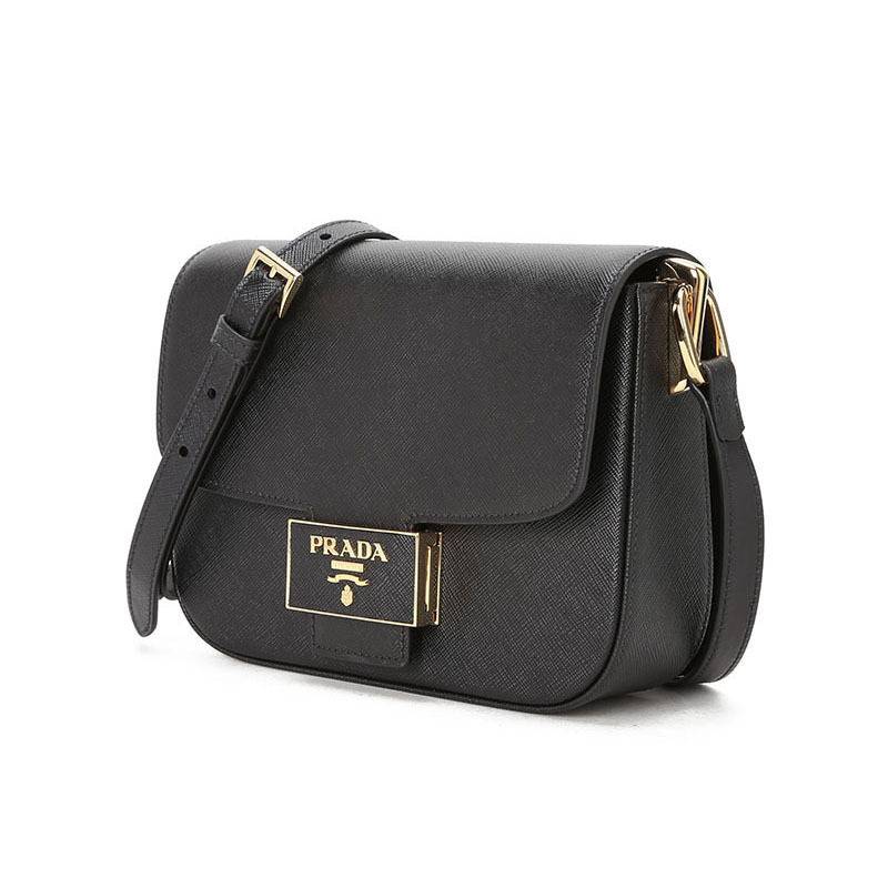 预订 PRADA 普拉达 Emblème 口盖包 单肩包 斜挎包 方扣LOGO十字纹皮1BD217