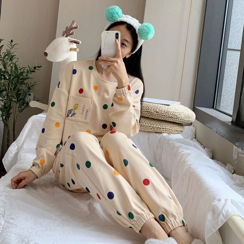 南极人睡衣女春秋款长袖纯棉2025年新款秋冬秋季秋天家居服两件套 眼镜美眉 XXXL