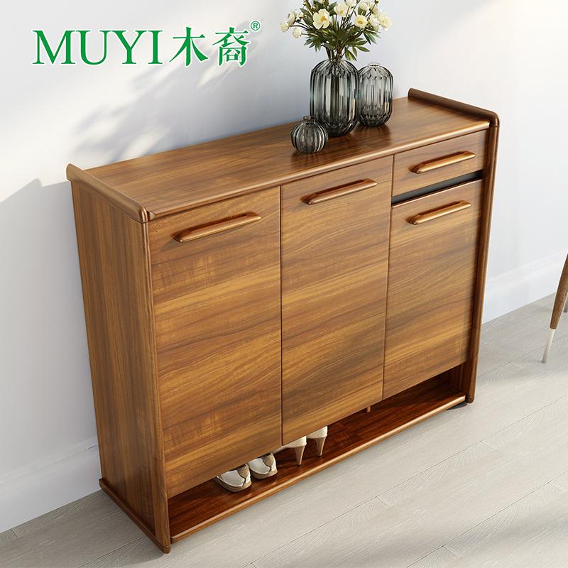 森美人中式实木鞋柜阳台储物柜客厅隔断柜厅柜大容量玄关柜木质收纳柜高清大图