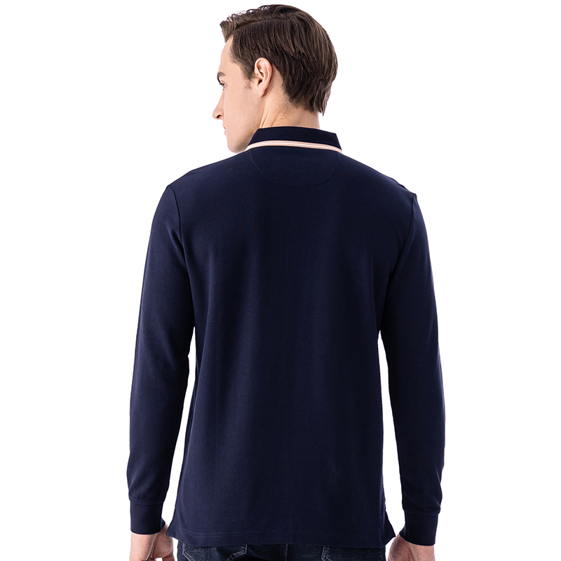 鳄鱼恤CROCODILE 秋季新品 男士商务休闲简约纯色长袖polo衫 顺丰发货 BA-53508高清大图