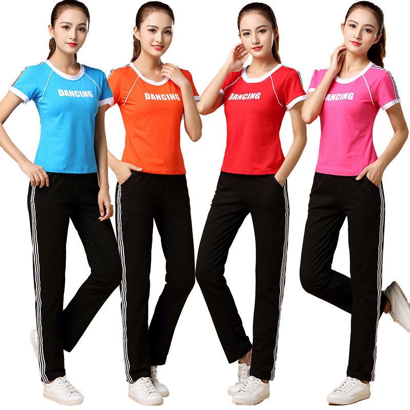 杨丽萍广场舞服装新款套装女夏季棉短袖曳步舞运动演出舞蹈服