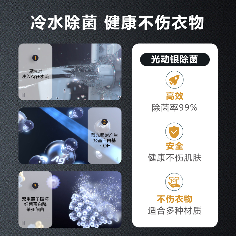 松下(Panasonic)滚筒洗衣机 10kg洗烘一体 光动银双重除菌 双极除螨 羽绒洗 XQG100-LD256