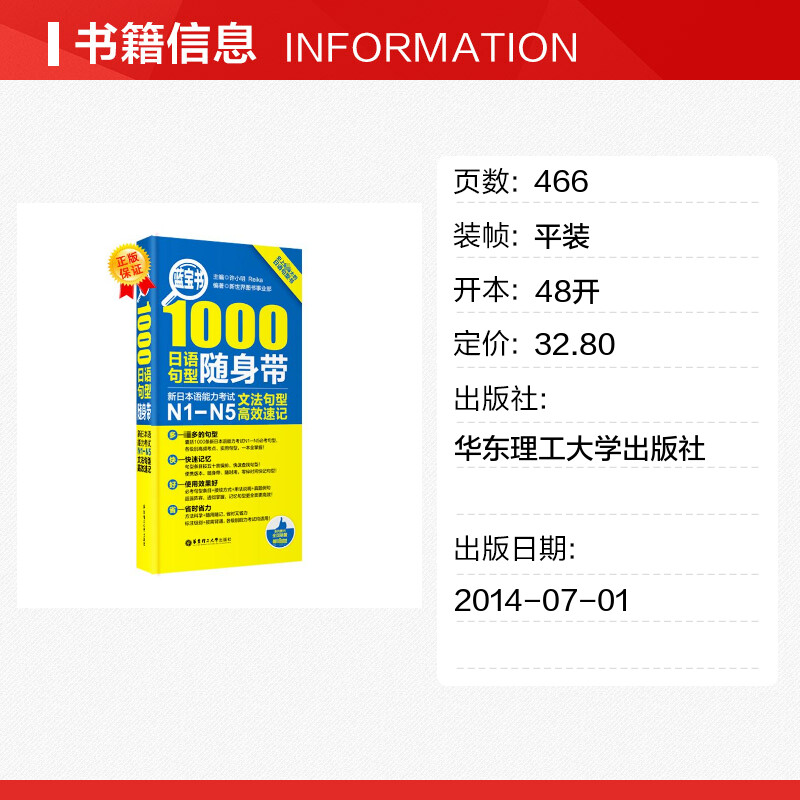 [正版]日语文法句型N1-N5 1000字文法句型高效速记 n1到n5文法句型速记红宝书 n1n2n3n4n5日语文高清大图