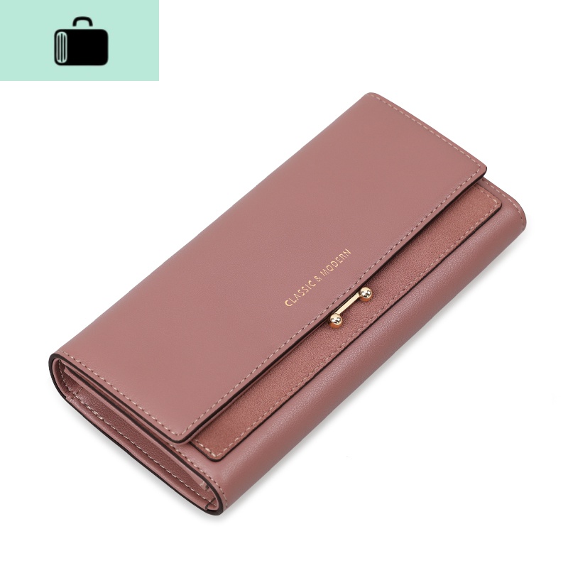 女士钱包女2020新款潮韩版简约时尚纯色长款钱包钱夹NEWLAKE高清大图